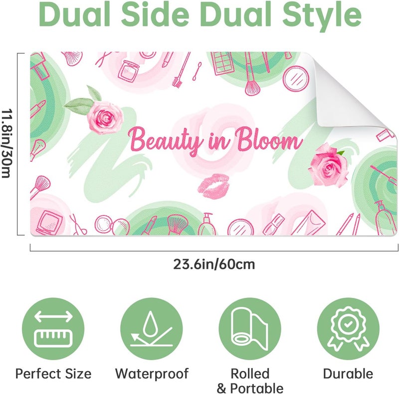 Aphlos Dual-Sided Waterproof Synthetic Leather Makeup Mat for Desk, Makeup Station, Crafts, Multi-Use Scratch & Stain Resistant Surface Protector Pad for Vanity, Desktop, Craft Table (White Cartoon) - Image 4